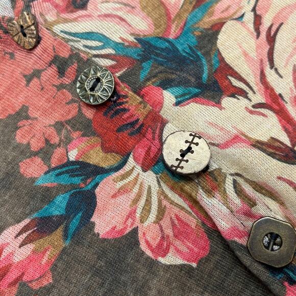 Amma Size M Cardigan Tunic Top Floral Patchwork Asymmetrical Boho FLAW READ - Picture 7 of 13